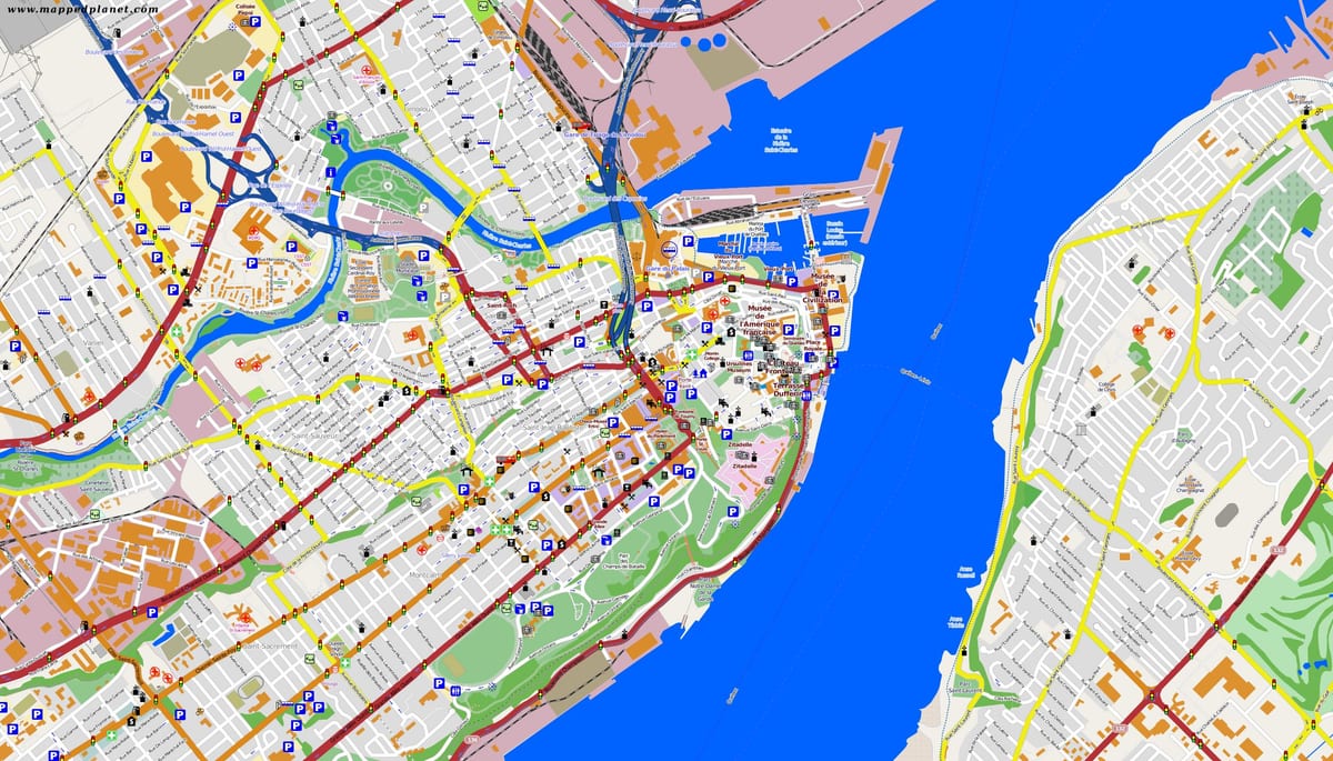 Karte von Quebec City und die Umgebung