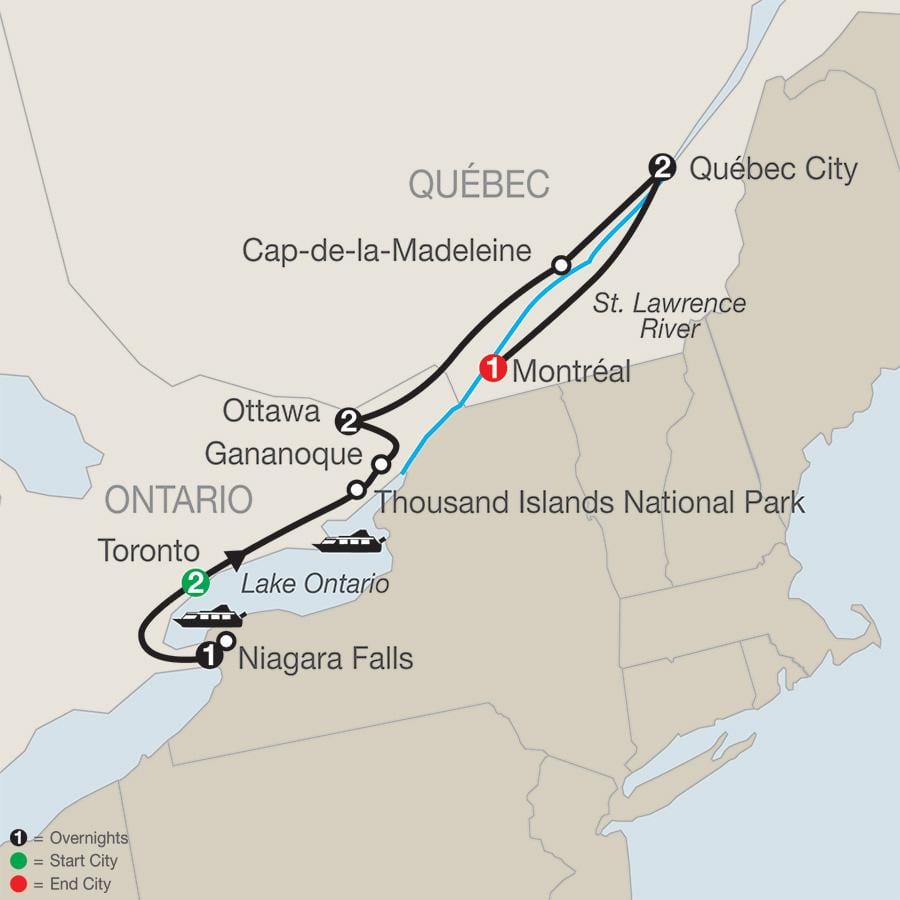 Karte von Quebec-Kanada mit Städten