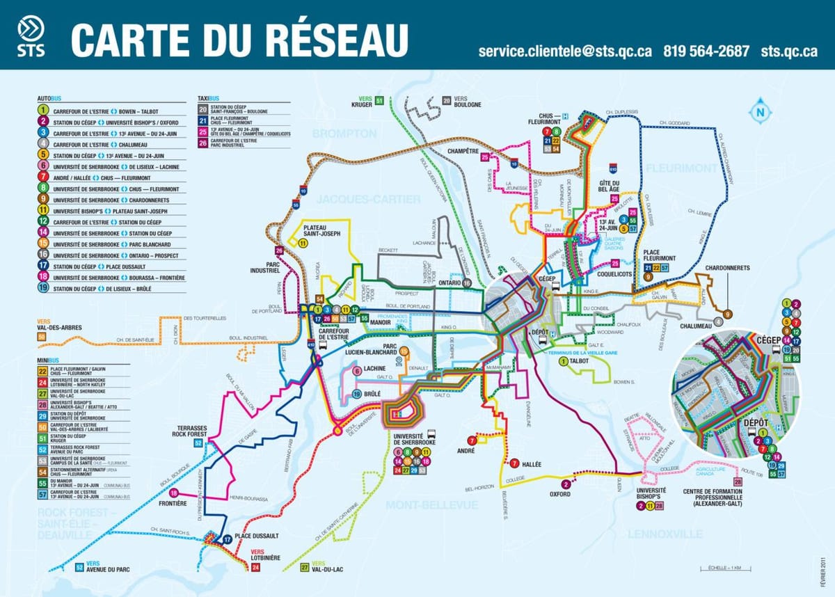Karte von Quebec, bus