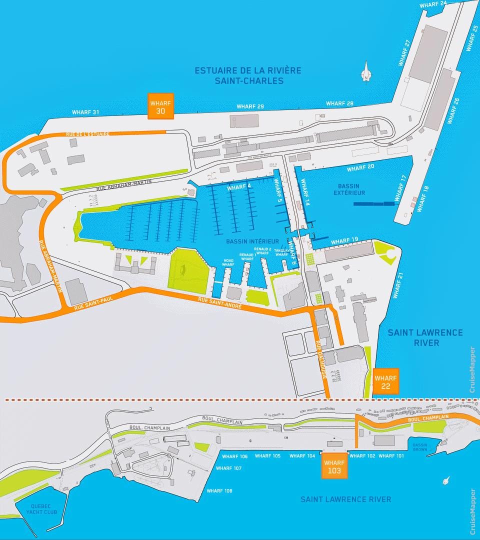 Karte von Quebec City cruise terminal