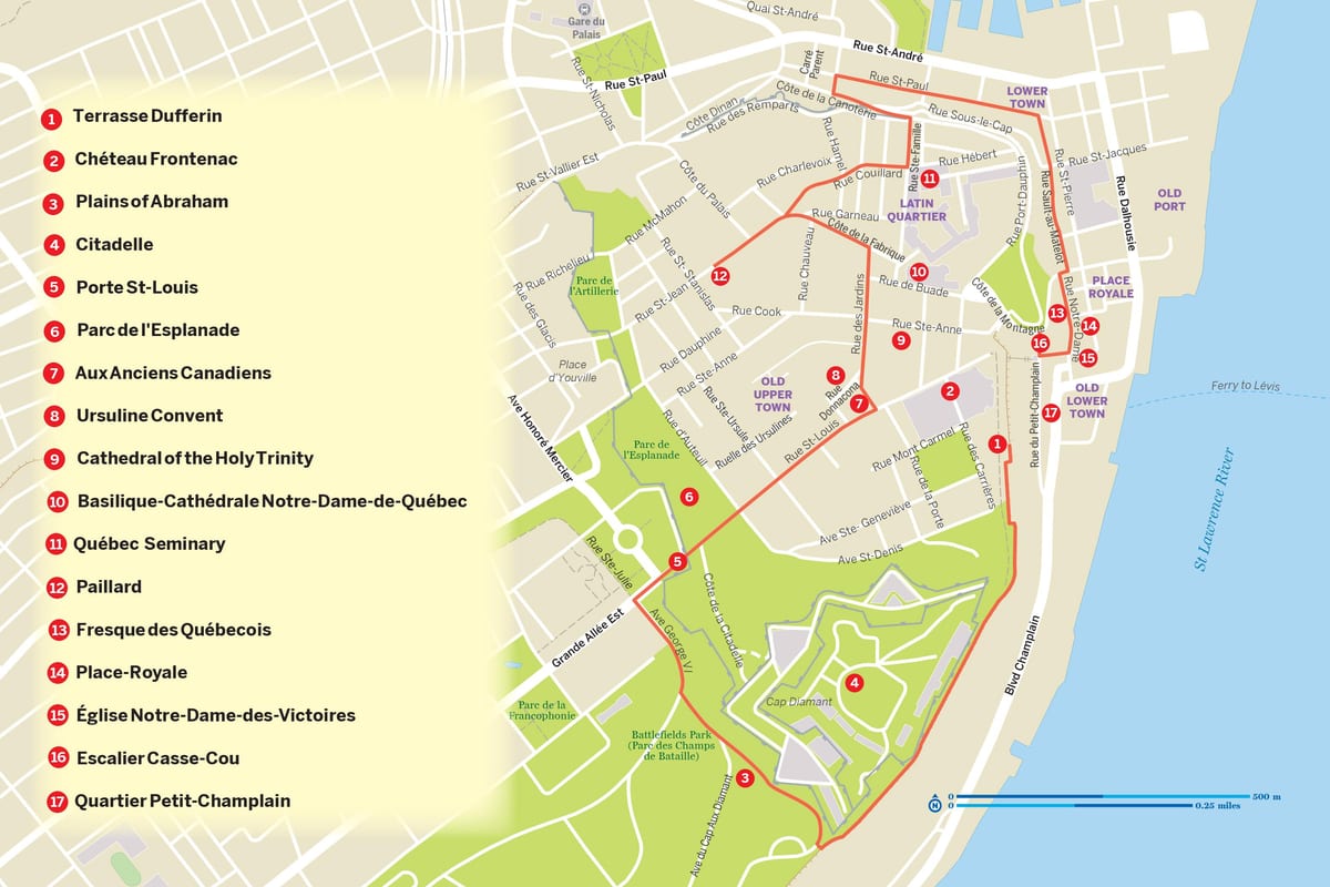 Karte von Quebec City hop-on-hop-off