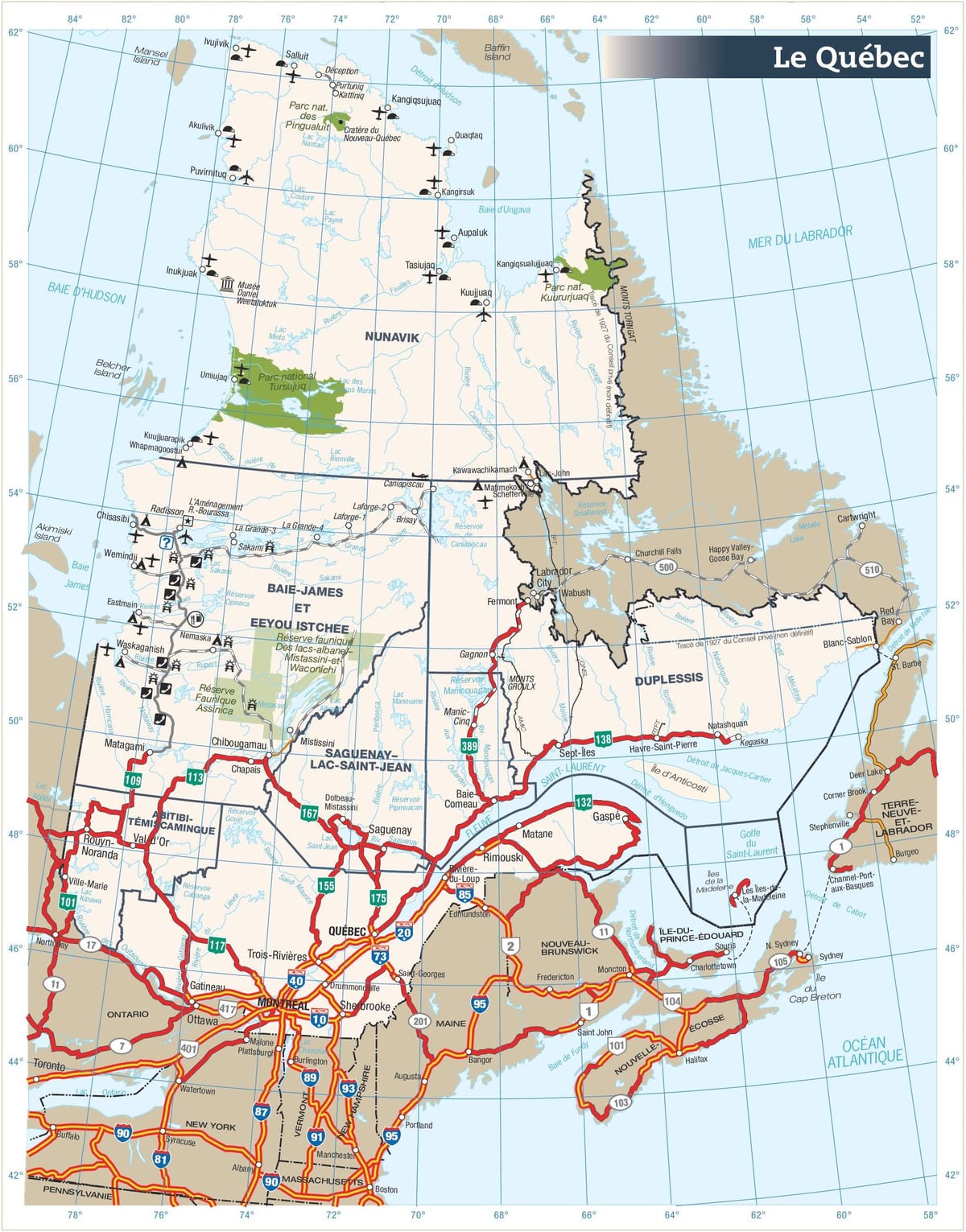 Karte der Straße, Quebec, Kanada